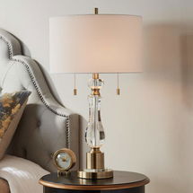Online Designer Combined Living/Dining Vienna Full Spectrum Jordan 27 1/2" Brass and Crystal Table Lamp