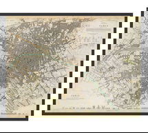 Online Designer Living Room Vintage Inspired Paris Map Framed Print, 41 x 32"